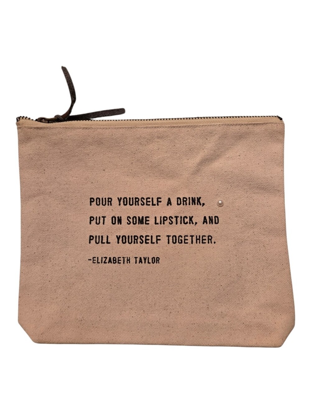 Sugarboo&Co Cotton Natural Canvas Zippered  Pouch With A Quote Print